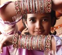 Girl wearing traditional Bangles